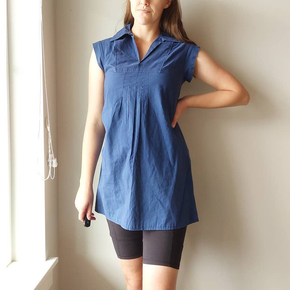 Vintage 70s A Line Collared Pleated Micro Mini Dress or Tunic - Picture 1 of 9